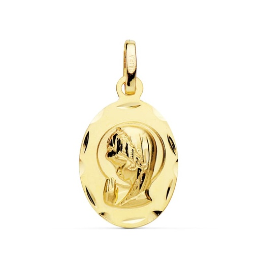 [PP9186-319] 18K MEDALLA VIRGEN NIÑA OVAL 19X12 MM