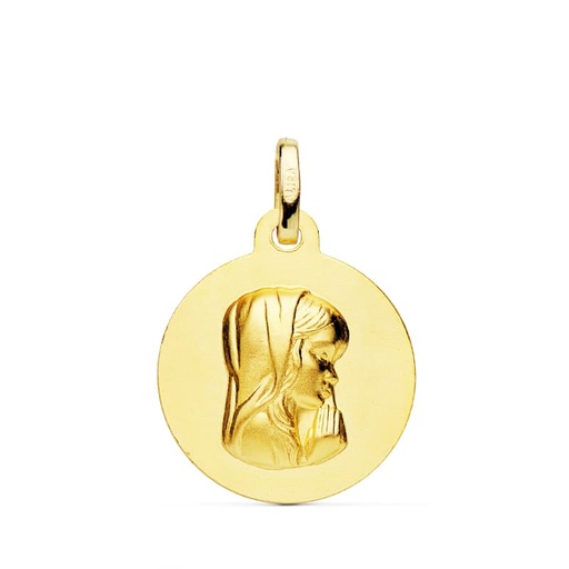 [PP9190-016] 18K MEDALLA VIRGEN NIÑA MATIZADA 16 MM