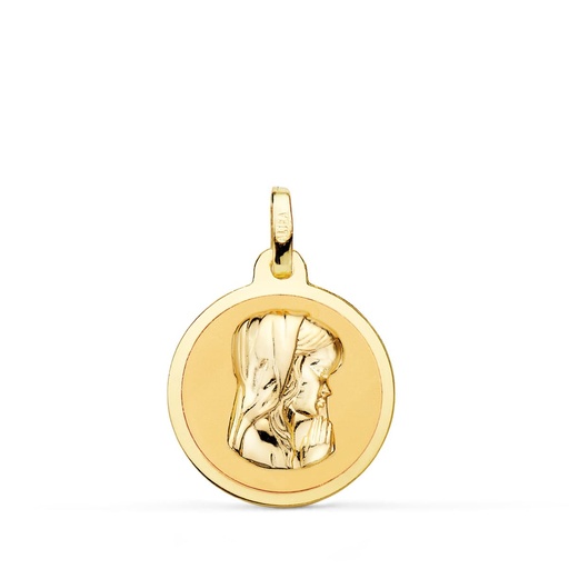 [PP9190-818] 18K MEDALLA ORO AMARILLO VIRGEN NIÑA EN BRILLO 18 MM