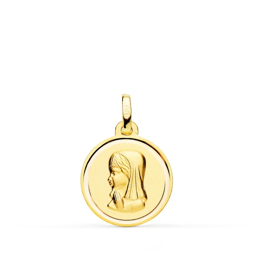 [PP9191-116] 18K MEDALLA ORO AMARILLO VIRGEN NIÑA BISEL 16 MM