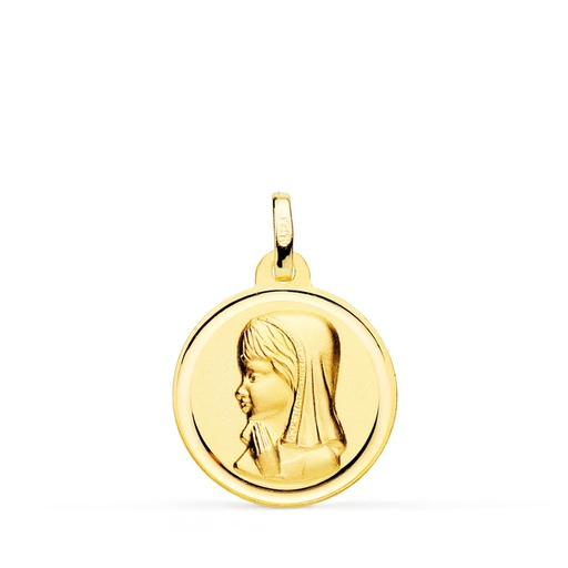 [PP9191-118] 18K MEDALLA ORO AMARILLO VIRGEN NIÑA BISEL 18 MM