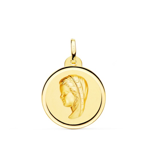 [PP9192-120] 18K MEDALLA ORO AMARILLO VIRGEN NIÑA BISEL 20 MM