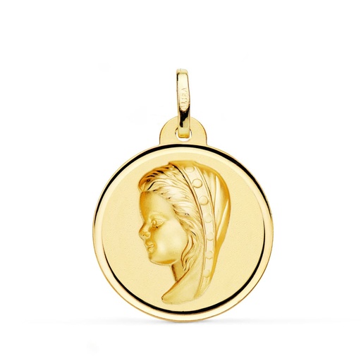 [PP9192-124] 18K MEDALLA ORO AMARILLO VIRGEN NIÑA BISEL 24 MM