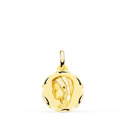 [PP9192-314] 18K MEDALLA ORO AMARILLO VIRGEN NIÑA TALLADA 14 MM