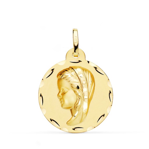 [PP9192-324] 18K MEDALLA ORO AMARILLO VIRGEN NIÑA TALLADA 24 MM