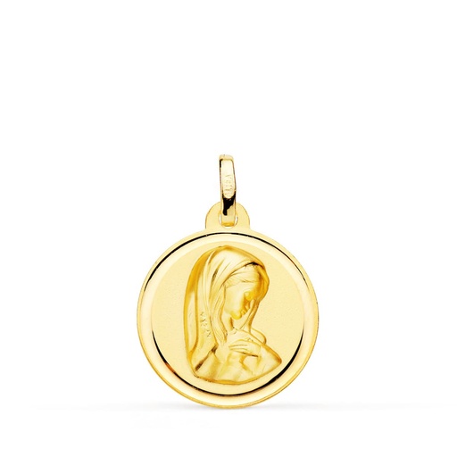 [PP9193-118] 18K MEDALLA ORO AMARILLO VIRGEN NIÑA BISEL 18 MM