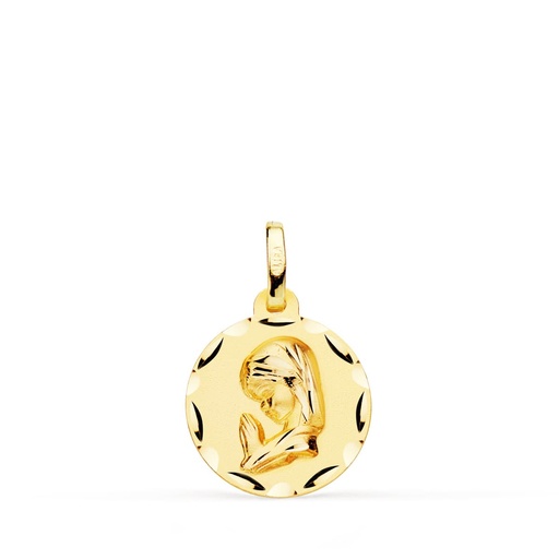 [PP9194-314] 18K MEDALLA ORO AMARILLO VIRGEN NIÑA TALLADA 14 MM