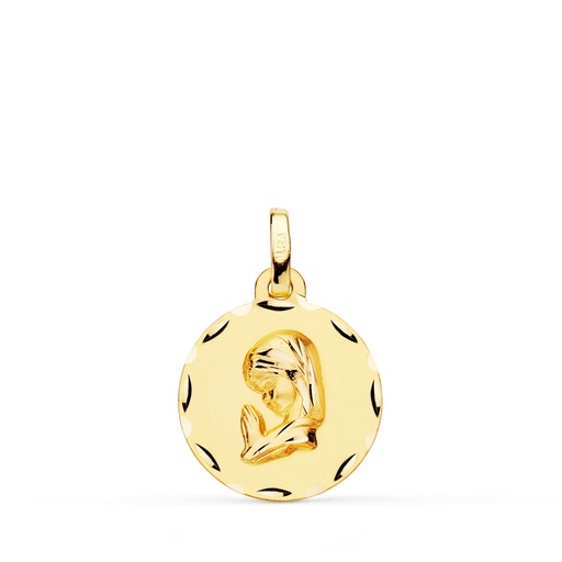 [PP9194-316] 18K MEDALLA ORO AMARILLO VIRGEN NIÑA TALLADA 16 MM