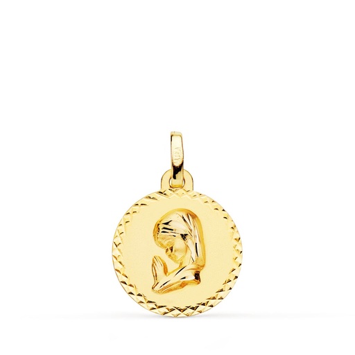 [PP9194-916] 18K MEDALLA ORO AMARILLO VIRGEN NIÑA TALLA CRUZADA 16 MM