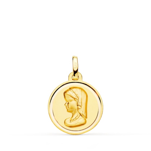 [PP9197-116] 18K MEDALLA ORO AMARILLO VIRGEN NIÑA BISEL 16 MM
