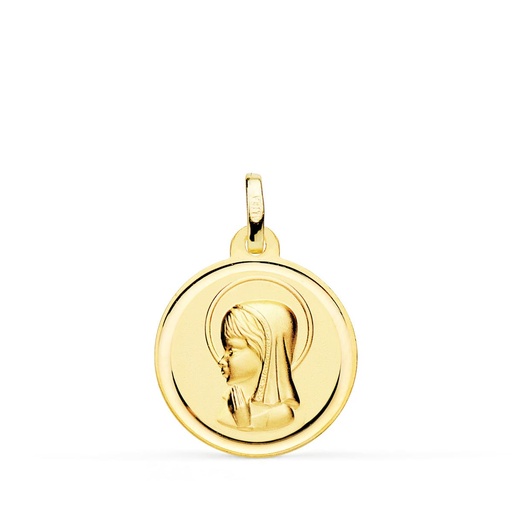 [PP9198-118] 18K MEDALLA ORO AMARILLO VIRGEN NIÑA BISEL 18 MM