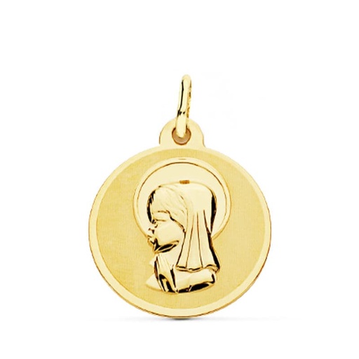 [PP9198-818] 18K MEDALLA VIRGEN NIÑA BRILLO 18 MM