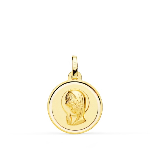 [PP9199-116] 18K MEDALLA ORO AMARILLO VIRGEN NIÑA BISEL 16 MM