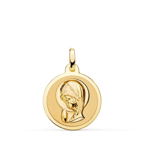 [PP9199-818] 18K MEDALLA ORO AMARILLO VIRGEN NIÑA EN BRILLO 18 MM