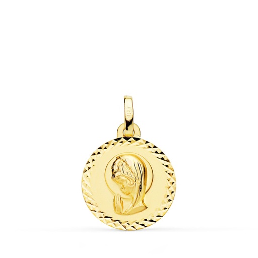 [PP9199-916] 18K MEDALLA ORO AMARILLO VIRGEN NIÑA TALLA CRUZADA 16 MM