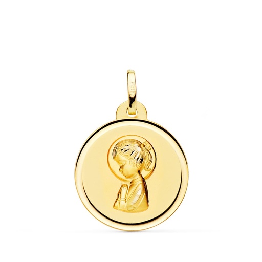 [PP9200-120] 18K MEDALLA ORO AMARILLO VIRGEN NIÑA BISEL 20 MM