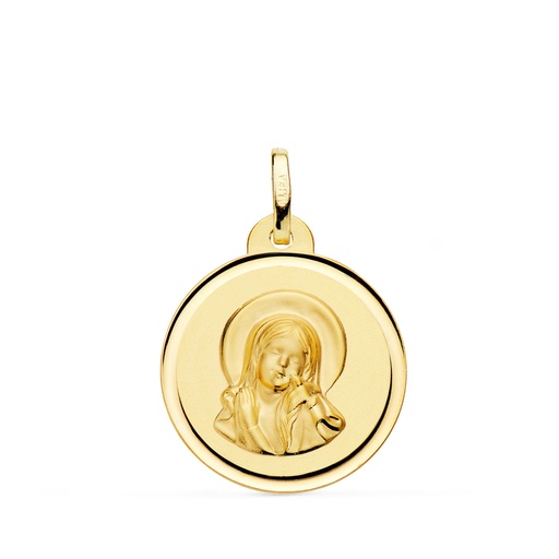 [PP9201-120] 18K MEDALLA VIRGEN MARIA Y ESPIRITU SANTO BISEL 20 MM