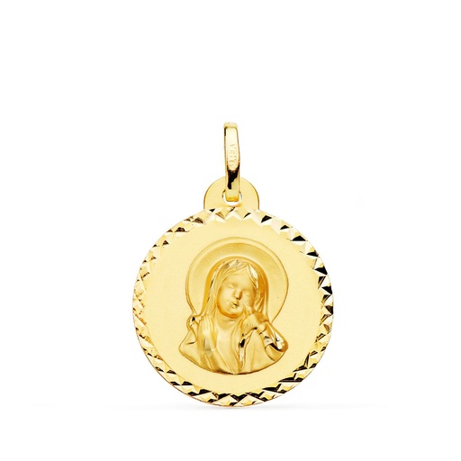 [PP9201-920] 18K MEDALLA VIRGEN MARIA Y ESPIRITU SANTO TALLA CRUZADA 20 MM