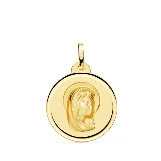 [PP9204-116] 18K MEDALLA ORO AMARILLO VIRGEN NIÑA BISEL 16 MM