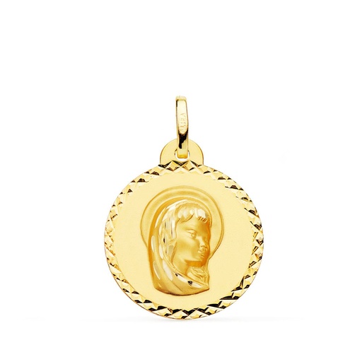 [PP9204-920] 18K MEDALLA ORO AMARILLO VIRGEN NIÑA TALLA CRUZADA 20 MM