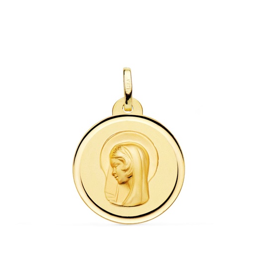 [PP9206-116] 18K MEDALLA VIRGEN MARIA ( REGINA CAELORUM ) BISEL 16 MM