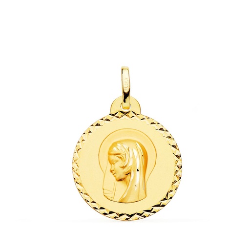 [PP9206-920] 18K MEDALLA VIRGEN MARIA ( REGINA CAELORUM ) TALLA CRUZADA 20 MM