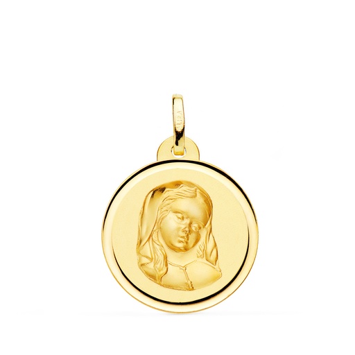 [PP9208-116] 18K MEDALLA ORO AMARILLO VIRGEN NIÑA REZANDO BISEL 16 MM