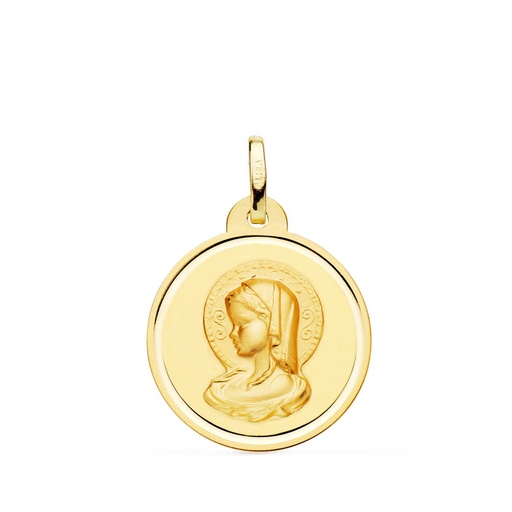 [PP9215-120] 18K MEDALLA VIRGEN MARIA ( VIRGO VIRGINIUM ) BISEL 20 MM