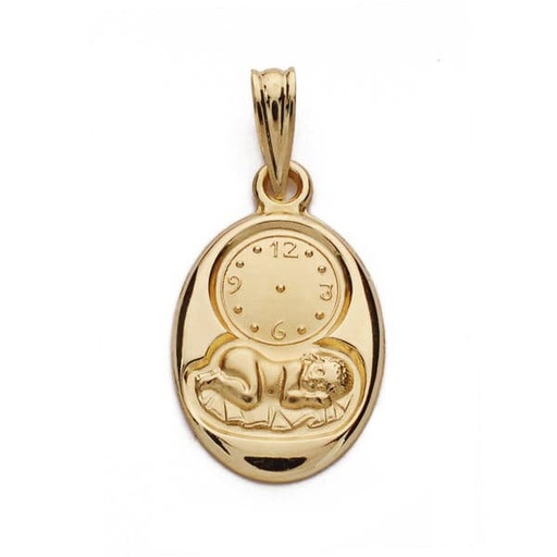 [PP9299-320] 18K MEDALLA NIÑO Y RELOJ 20X12 MM