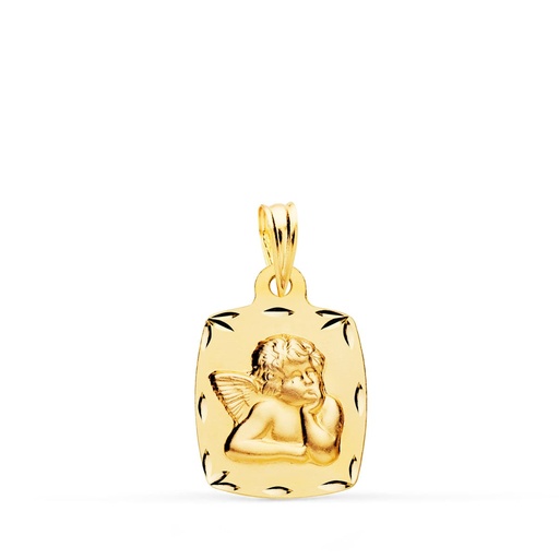 [PP9336-419] 18K MEDALLA ANGELITO BURLON LIGERO. 20X13MM