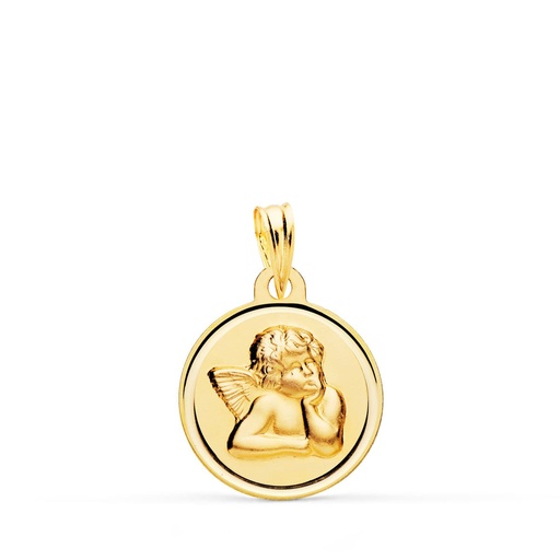 [PP9337-116] 18K MEDALLA REDONDA ANGELITO BURLON BISEL 16 MM