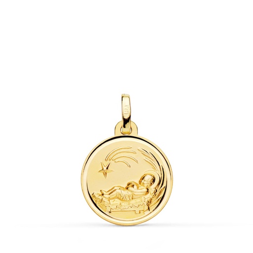 [PP9339-116] 18K MEDALLA ORO AMARILLO NIÑO DEL PESEBRE BISEL 16 MM