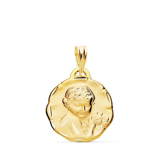[PP9341-319] 18K MEDALLA ANGEL QUERUBIN TALLADO 19 MM