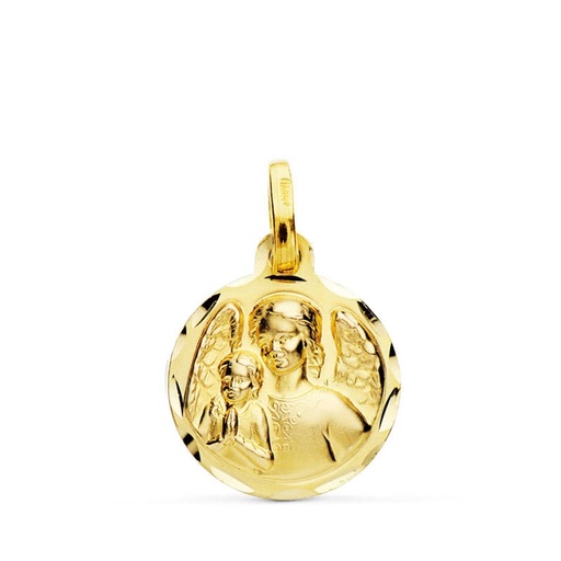 [PP9342-314] 18K MEDALLA ANGEL DE LA GUARDA 14 MM