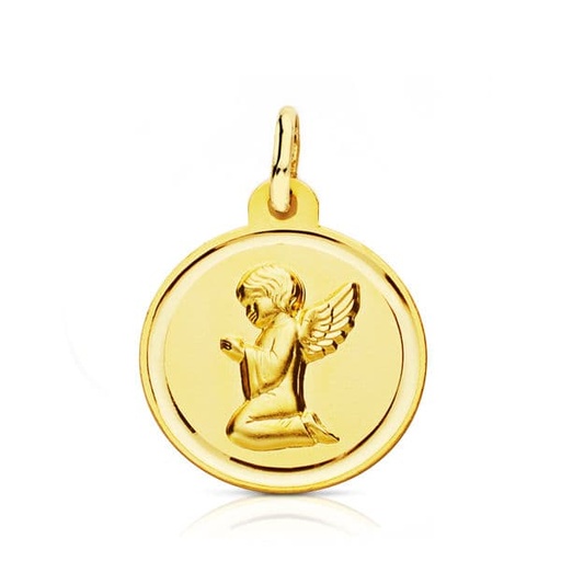 [PP9349-116] 18K MEDALLA ORO AMARILLO ANGELITO BISEL 16 MM