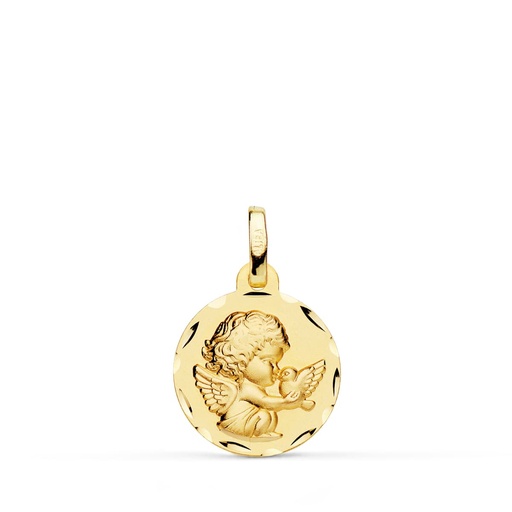 [PP9350-314] 18K MEDALLA ANGELITO BURLON Y PALOMA 14 MM
