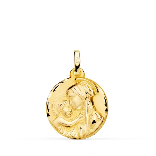 [PP9805-318] 18K MEDALLA MADRE  DIVINA TERNURA  TALLADA 18 MM