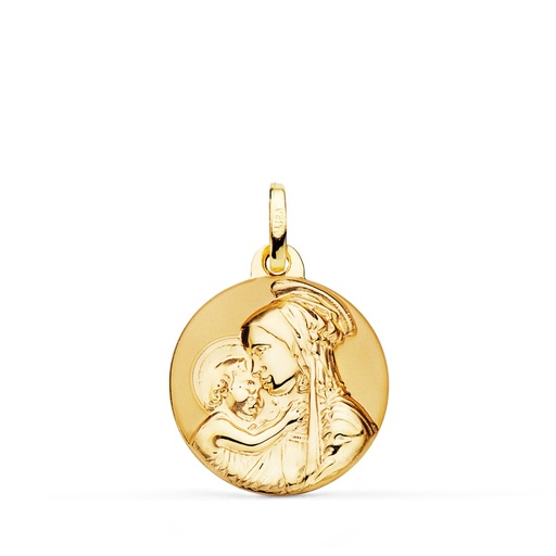 [PP9805-818] 18K MEDALLA MADRE DIVINA TERNURA BRILLO Y MATE 18 MM