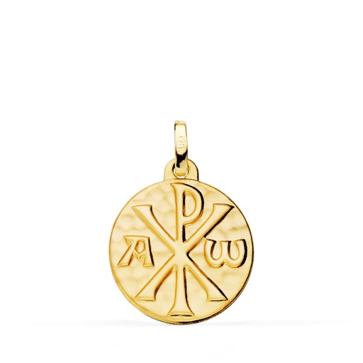 [PP9811-018] 18K MEDALLA ORO AMARILLO CRUZ DE CRISMON MARTELE  18 MM