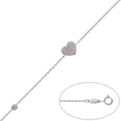 [PU1112] PULSERA ORO BLANCO 18KL CORAZON CIRCONITAS