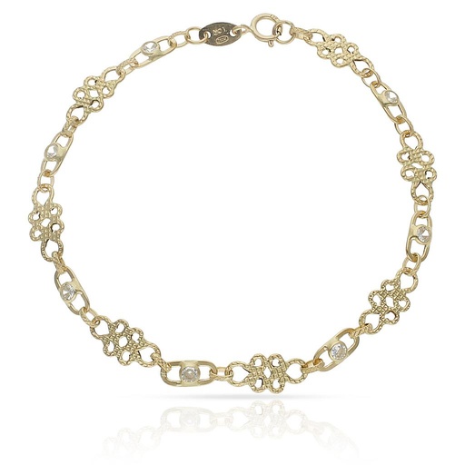 [PU965] PULSERA ORO 18KL TROQUELADA CIRCONITAS