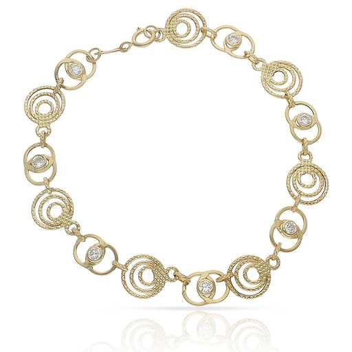 [PU966] PULSERA ORO 18KL TROQUELADA CIRCONITAS