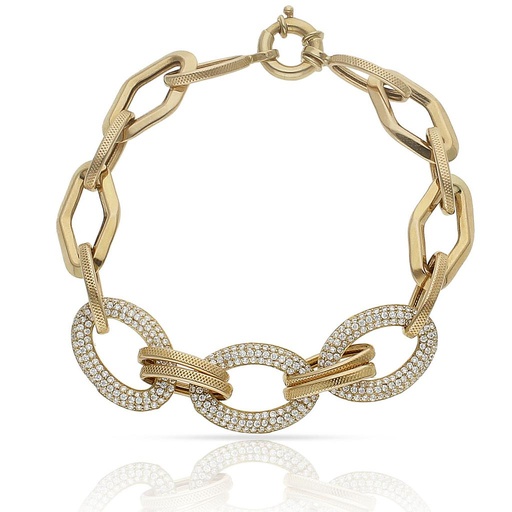 [PU812] PULSERA ORO 18KL TROQUELADA CIRCONITAS