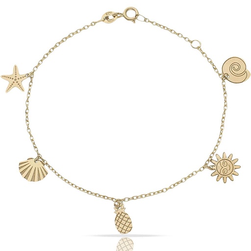 [PU1396] PULSERA ORO 18KL MINI CHARMS MIX