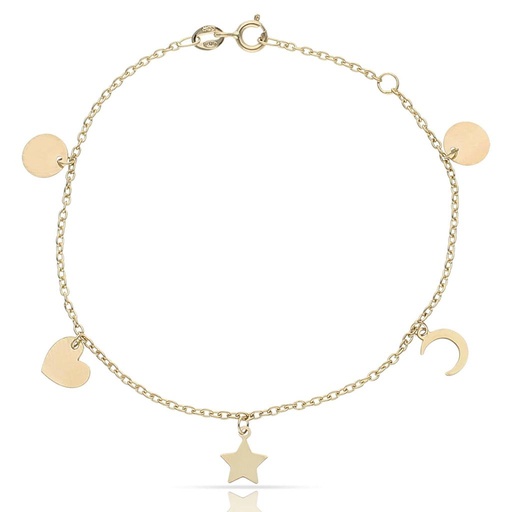 [PU1391] PULSERA ORO 18KL MINI CHARMS MIX