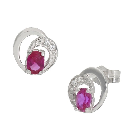 [P1264] Pendientes oro blanco 18 kt rojo