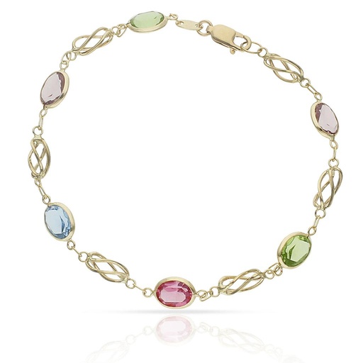 [PU589] PULSERA ORO 18KL COLORES Y JAULA