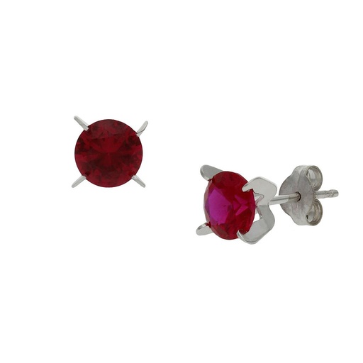 [P1373] Pendientes oro blanco 18 kt rojo