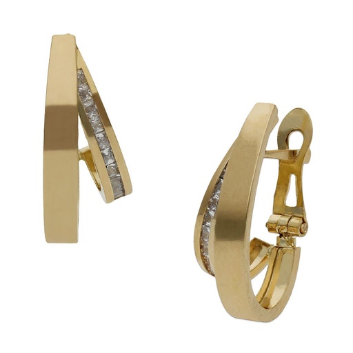 [P1460] Pendientes oro 18 kt circonitas - 7x19mm