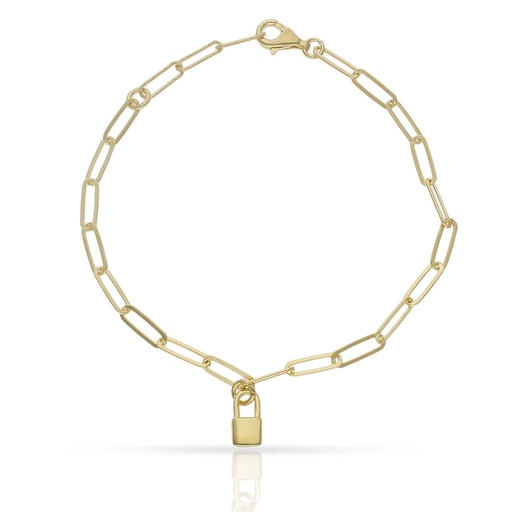 [AG314] PULSERA PLATA CHAPADA ORO CANDADO